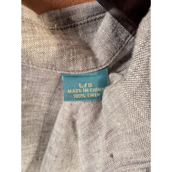 Tommy Bahama Relax Men's 100% Linen Gray/Brown Button Down Shirt - Size L - Picture 6 of 10